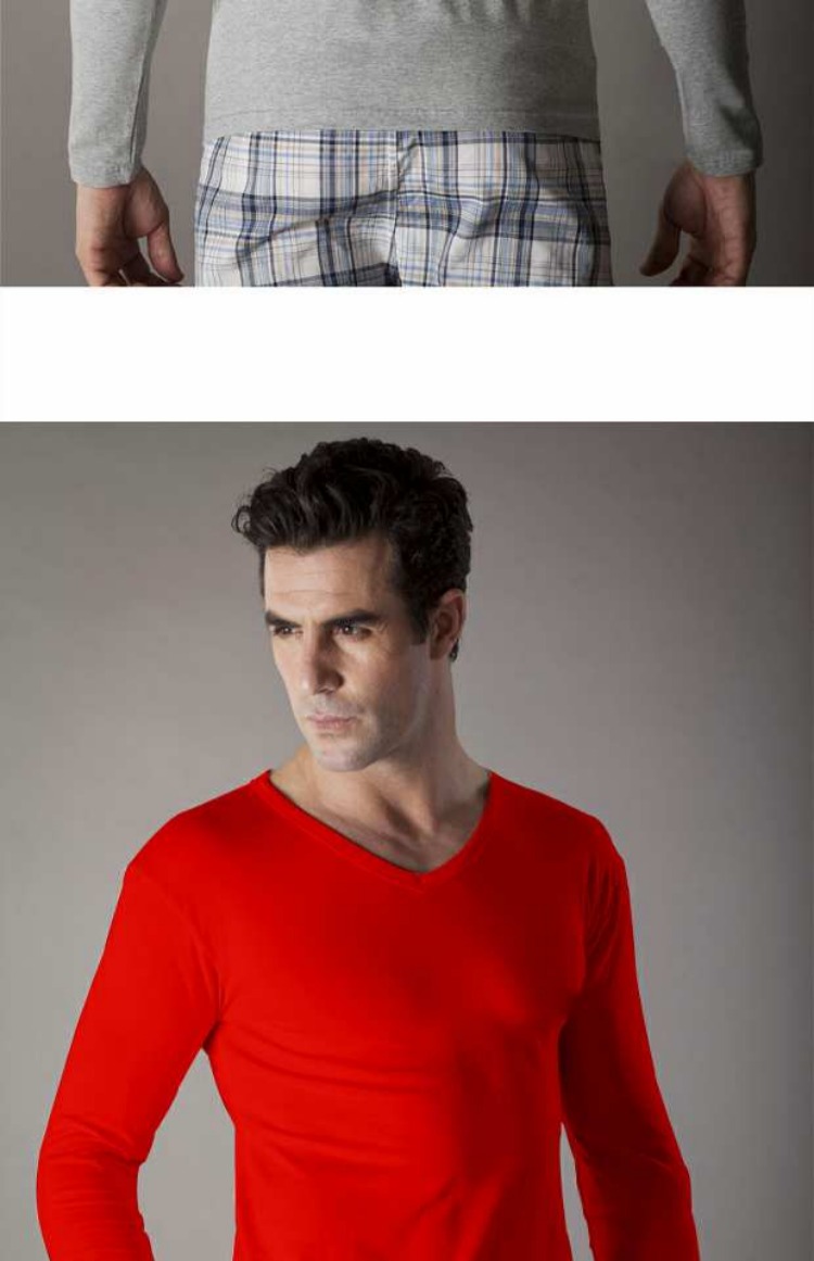 Quần áo mùa thu nam Lycra cotton V-cổ dài tay áo sơ mi nhiệt đồ lót modal cổ tròn bó sát áo ck03 ao lot