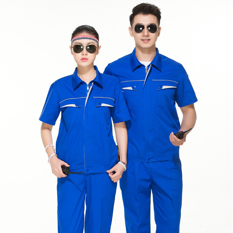 Summer short-sleeved overalls suit male half-sleeved auto repair clothing labor insurance clothing factory workshop wear-resistant tooling custom