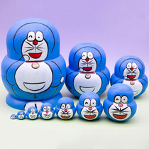 Russian 10-layer basswood Doraemon educational toy cute hand-painted handmade products tremble sound gift ornaments