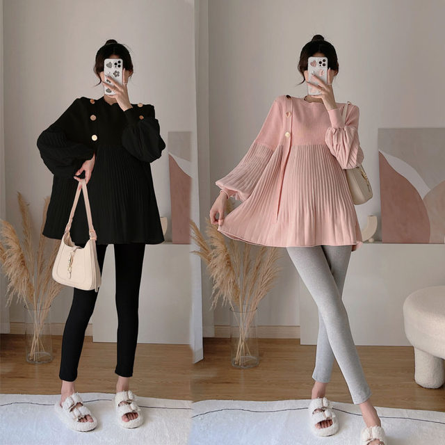 Maternity suit autumn and winter models net red fashion 2022 new large size top spring and autumn dress pants two-piece set