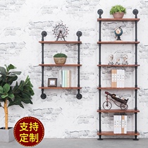 Wrought water pipe wall shelf wall decoration creative retro bookshelf industrial wind partition wall hanger shoe bag rack