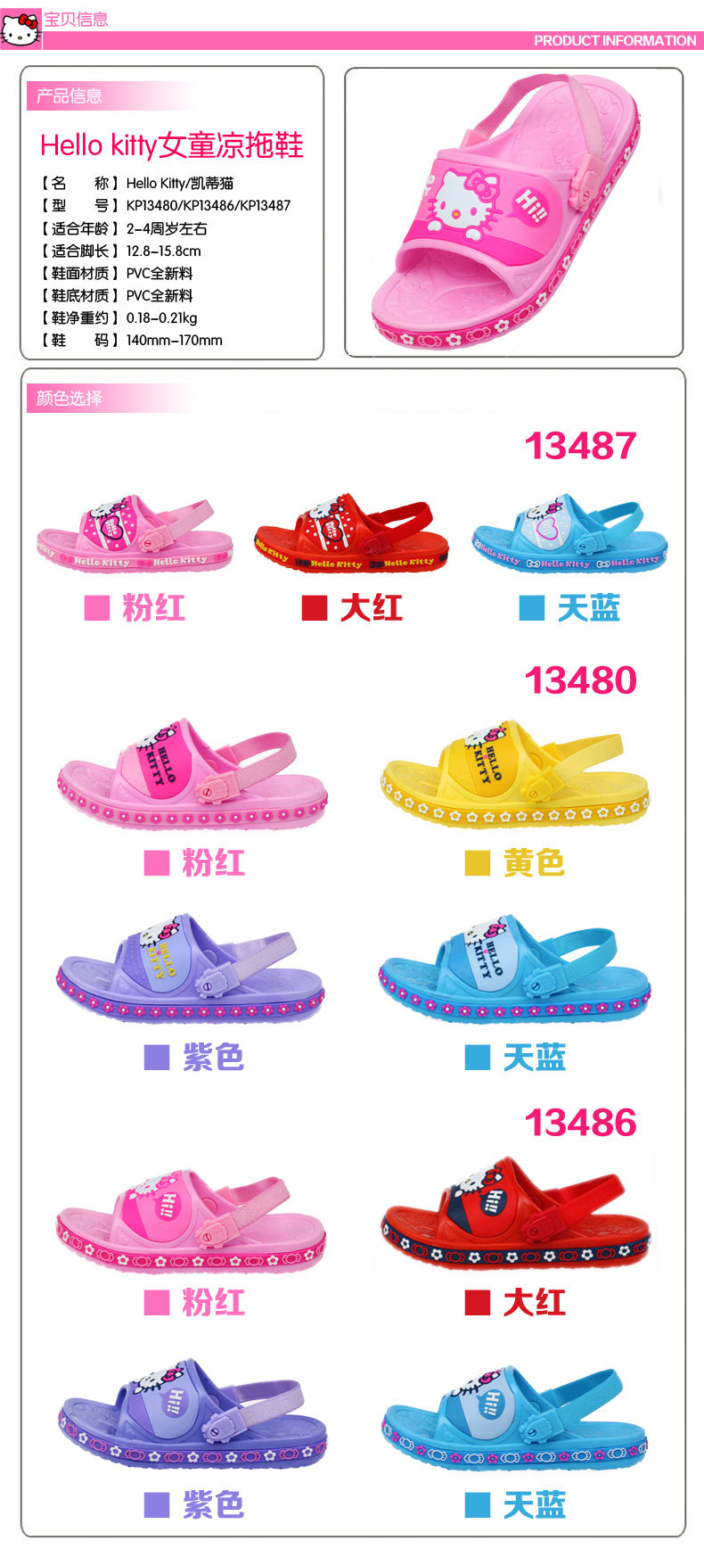 Pantoufles enfants en autre HELLO KITTY pour été - semelle autre - Ref 1015791 Image 7