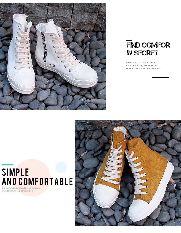 Cao-top sneakers nữ mùa thu ro Hàn Quốc phiên bản ulzzang đáy phẳng Harajuku hoang dã trắng dày dưới hip-hop nữ giày thủy triều