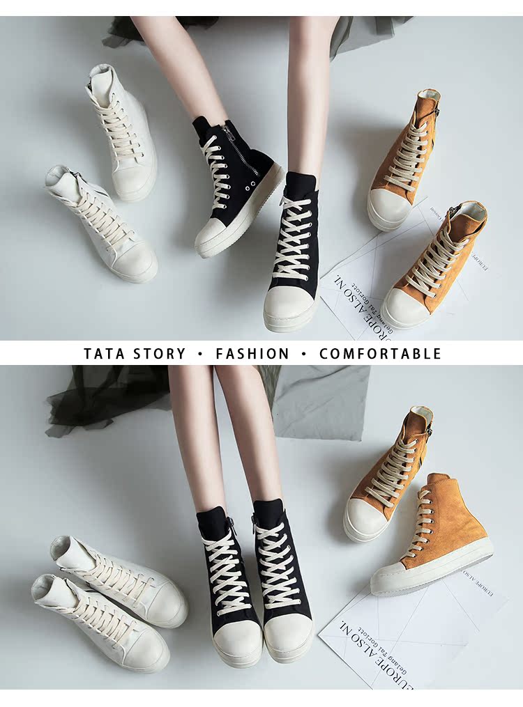 Cao-top sneakers nữ mùa thu ro Hàn Quốc phiên bản ulzzang đáy phẳng Harajuku hoang dã trắng dày dưới hip-hop nữ giày thủy triều