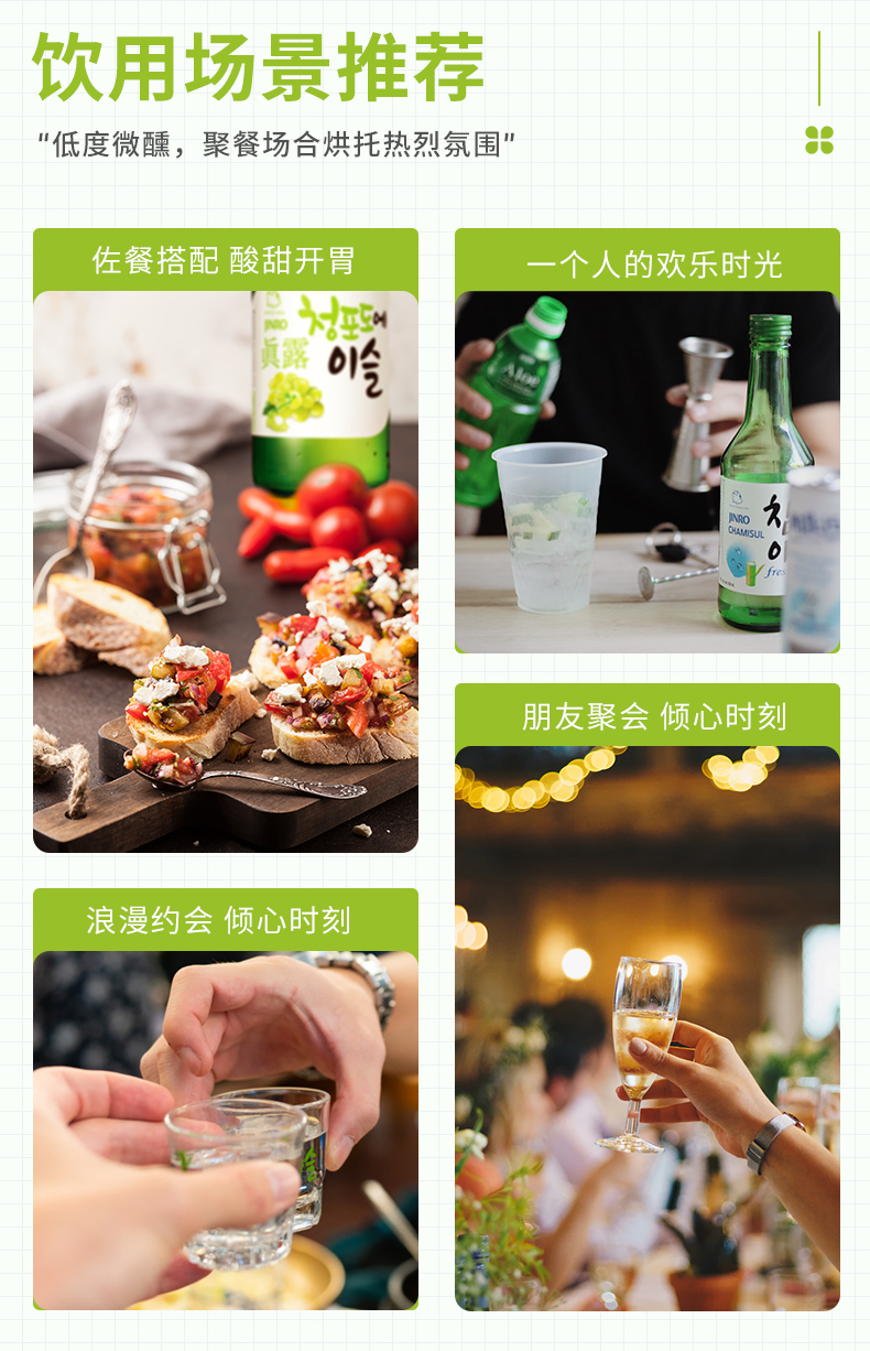 韩国烧酒第一品牌 真露 13°微醺烧酒 果味清酒 360ml*4瓶 图15