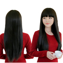 2020 New Style Girls Qi Bangs Wig Set Student Long Hair Full Head Cover Wig Fashion Long Straight Hair Female Natural