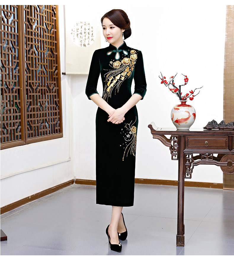  Phoenix dark green long mid -sleeve 278 yuan+XXXL (136-146 catties)   + $4.72 
