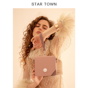 STARTOWN小众设计包包女2019新款时尚撞色手提斜挎女包手拿盒子包