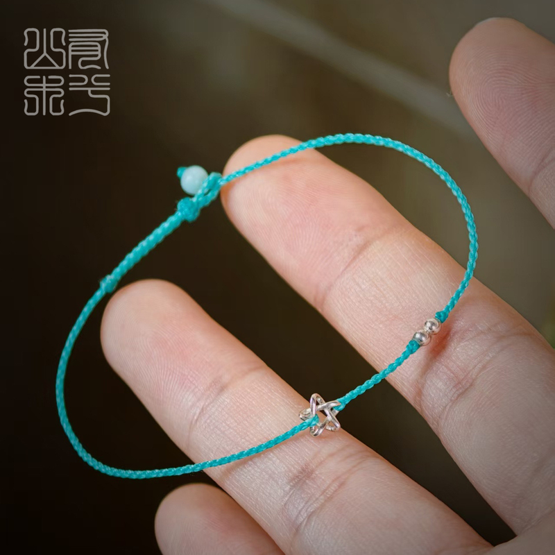 Shanyoumuxi Original Design Pure Silver Five-Pointed Star Ultra-Thin Bracelet Tiffany Blue Pure Silver Star Bracelet Anklet Shanyoumuxi Original Design Pure Silver Five-Pointed Star Ultra-Thin Bracelet Tiffany Blue Pure Silver Star Bracelet Anklet