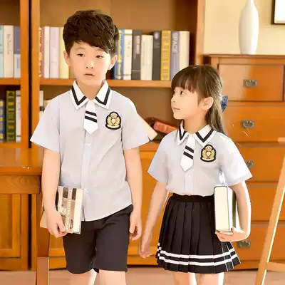 Curly children's clothing Summer primary school class clothes School uniform two-piece suit College style short-sleeved shirt Kindergarten garden clothes