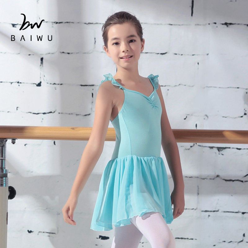 BaiUk Dance Court New Children With Skirt Gymnastics Suit Girl Play Out Ballet Dance Suit