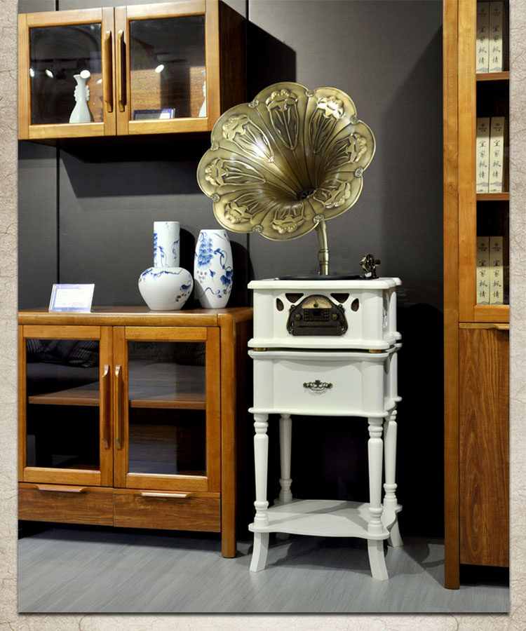 Виниловый проигрыватель 摩范 大喇叭留声机 仿古lp黑胶唱片机 复古老式电唱收音机u盘蓝牙 Mocafine