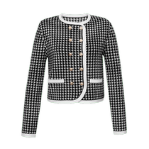 DEEP BREATH Take a deep breath my brother is really good. Autumn and winter houndstooth knitted sweater cardigan jacket women A400792