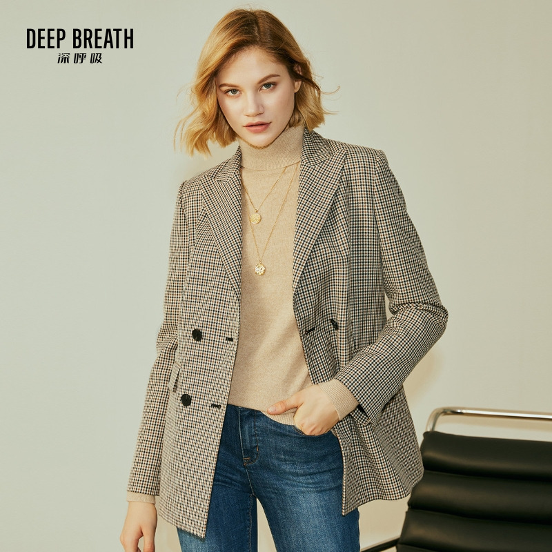 Deep Breath Deep Breath Autumn Plaid Street-Style Blazer British Style Jacket A400485