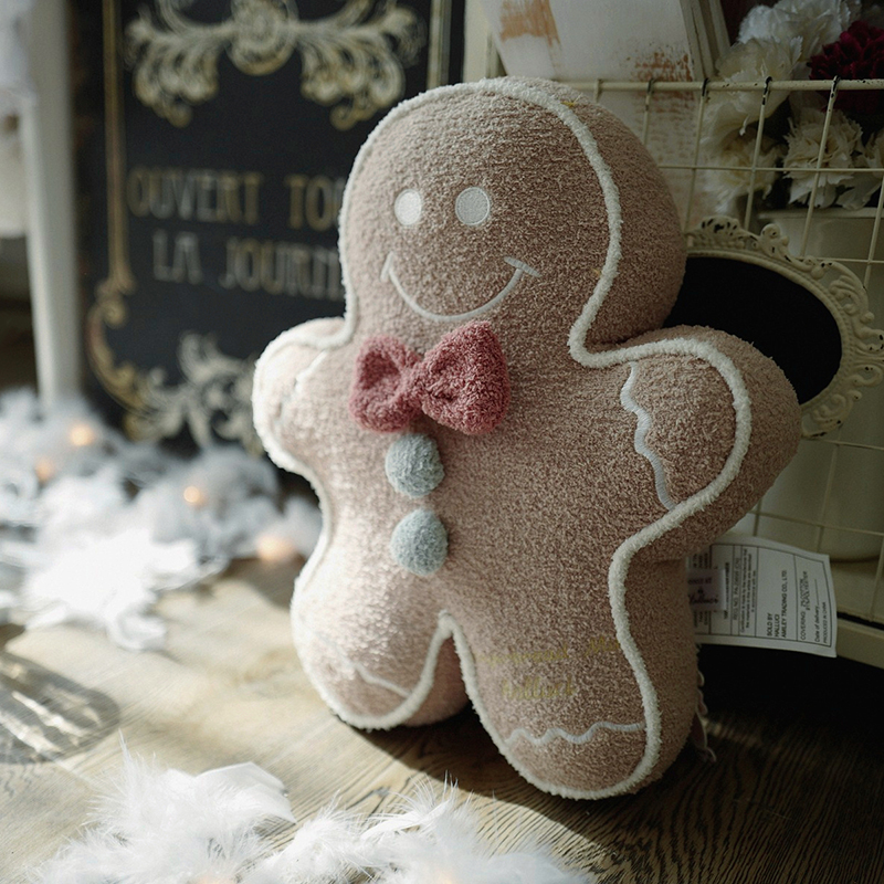 HALLUCI Lunch Break Pillow Soft Gingerbread Man Pillow Soft Cute Biscuit Man Gift Pillow Cushion