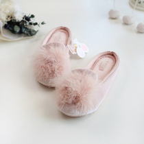  Spring and summer new products furry ice silk non-inverted velvet indoor home slippers Nordic style rubber bottom floor slippers
