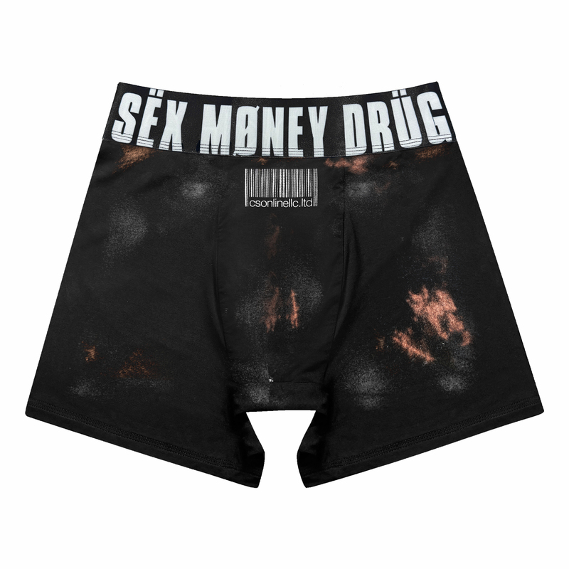 Csonline Online* Battle-Damaged Underwear with Barcode, Vintage Print, Modal Ice Silk Long Underwear, Boxer Briefs