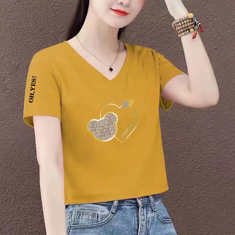 A Must-Have Versatile Item! 2025 New Summer Short Tops for Petite Women, V-Neck Loose Short-Sleeved T-Shirts, Pure Cotton A Must-Have Versatile Item! 2025 New Summer Short Tops for Petite Women, V-Neck Loose Short-Sleeved T-Shirts, Pure Cotton