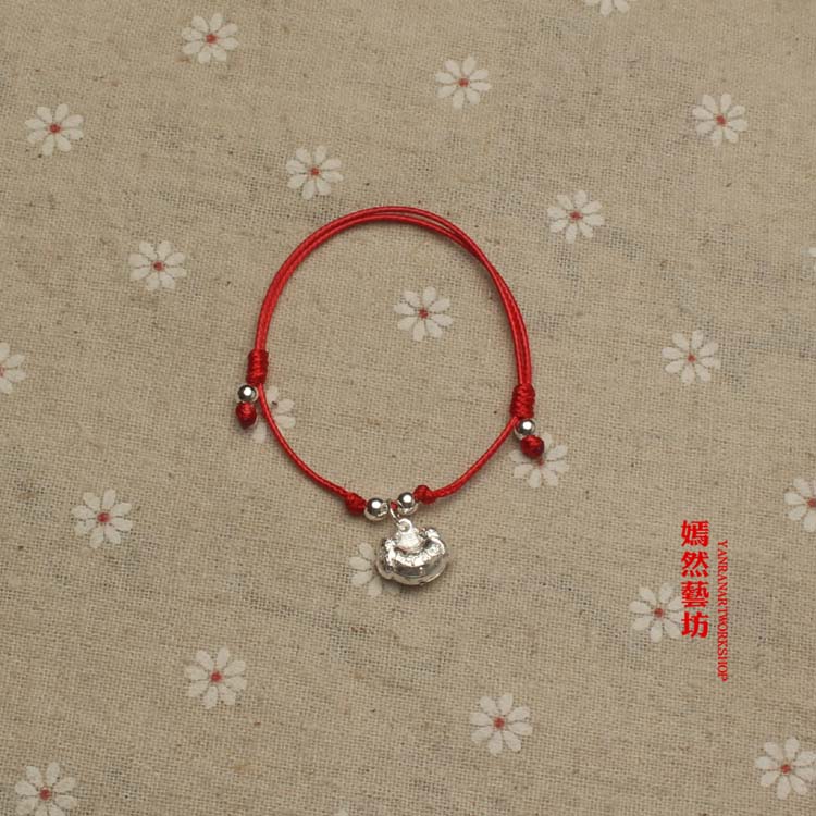 999 sterling silver red rope vòng đeo tay vòng chân đơn giản và hào phóng siêu mỏng chân đỏ rope tay rope