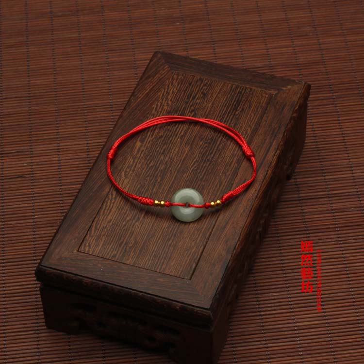 Chính hãng dây đỏ vòng chân vàng hạt ngọc bích ngọc bích hòa bình khóa đôi dây đỏ vòng tay chân dây nam và nữ cuộc sống năm vòng đeo chân cho nữ