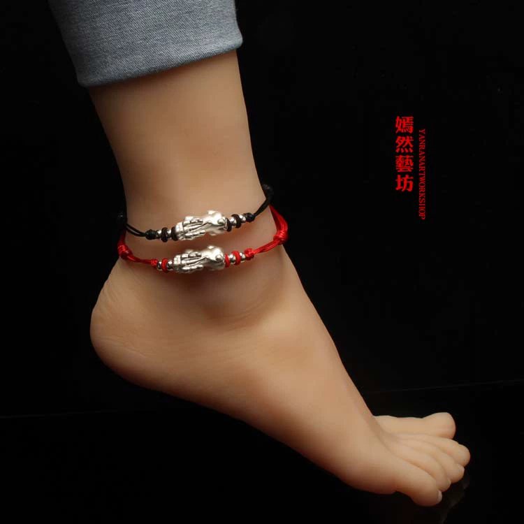 999 sterling bạc cộng dày dày vòng tay vòng chân dây đỏ đôi dây đỏ chân năm nay quà tặng nam và nữ dây màu đen