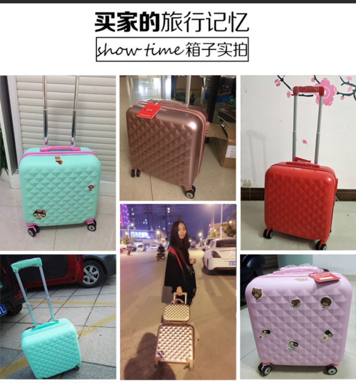 Nội trú xe đẩy trẻ em 18 inch caster vali nhỏ nữ dễ thương mini vali tươi hành lý cặp kéo