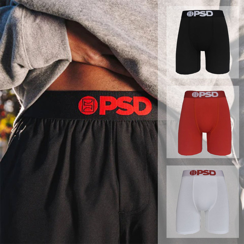 Psd Solid Color Cotton Underwear American Style Mid-Waist Boxer Briefs Fashionable Five-Point Underwear Trendy Wear Underwear ins