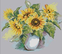 Cross-stitch source file bottle of sunflowers