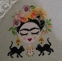 Cross stitch source file cat and lady