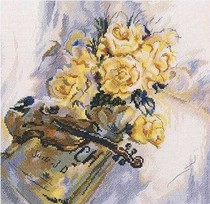 Cross stitch source file RTO yellow rose and violin