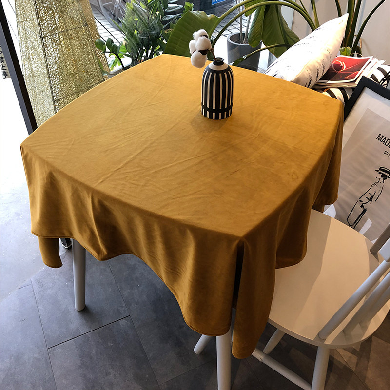 American retro tablecloth light luxury velvet solid color tablecloth fabric Nordic Morandi ins modern minimalist table cover towel