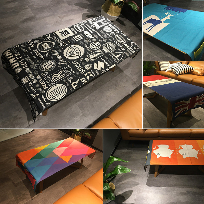 Cotton fabric tea several tablecloth rectangular pocket multi-functional table tablecloth dust-proof thickening TV cabinet cover scarf