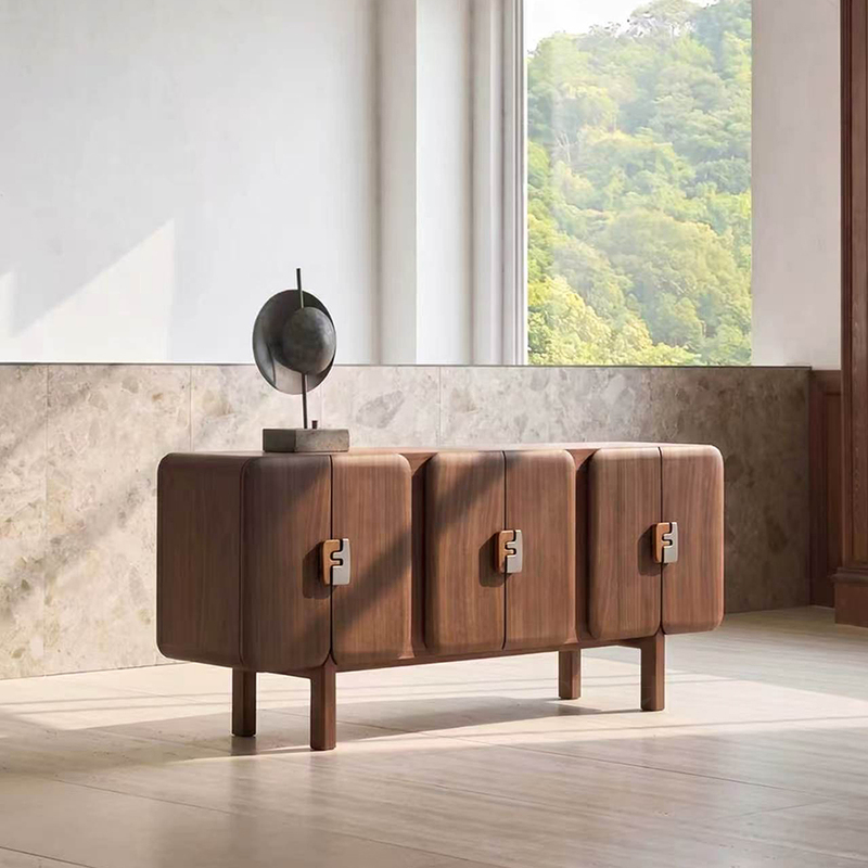 Italian Minimalist Walnut Sideboard Living Room Storage Cabinet Floor-Standing Storage Cabinet Designer Style High-End Natural Wood Color Italian Minimalist Walnut Sideboard Living Room Storage Cabinet Floor-Standing Storage Cabinet Designer Style High-End Natural Wood Color
