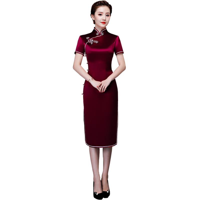 2020 New Summer Mom Wedding Banquet Qipao Hi Mother In Law Wedding