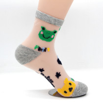 Deer Human Children Socks Fiberglass Silk Lace Cotton Bottom Midcylinder Socks Cartoon Comfort Kid Socks 8-12 years old