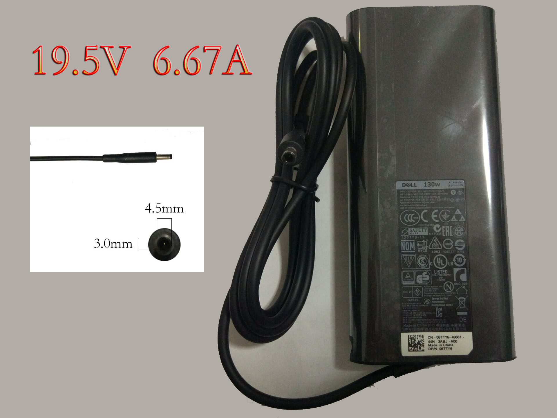 Apply Dell DELL XPS15 9560 9550 130W 19 19 5V6 67A Power supply adapter charger
