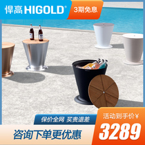 Humvee Outdoor Furniture Aluminum Alloy Material Champagne Casual Garden Ice Bucket Teak Lid Combined Outdoor Furniture