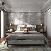 New Chinese solid wood bed High backrest modern simplicity about 1 8M Double beds Master bedroom Wedding Bed Light Extravagant Zen furniture Customized