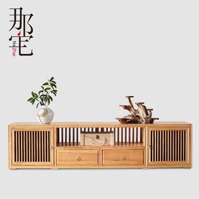 New Chinese solid wood TV cabinet modern Chinese meditation bedroom ground cabinet short cabinet-like board room guest house customised