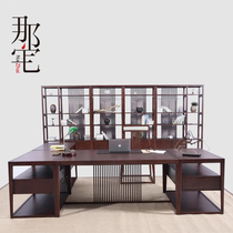 New Chinese Solid Wood Desk Combined Modern Brief Chinese Style Wind Big Bandai Computer Desk Zen desk Desk Boss Table