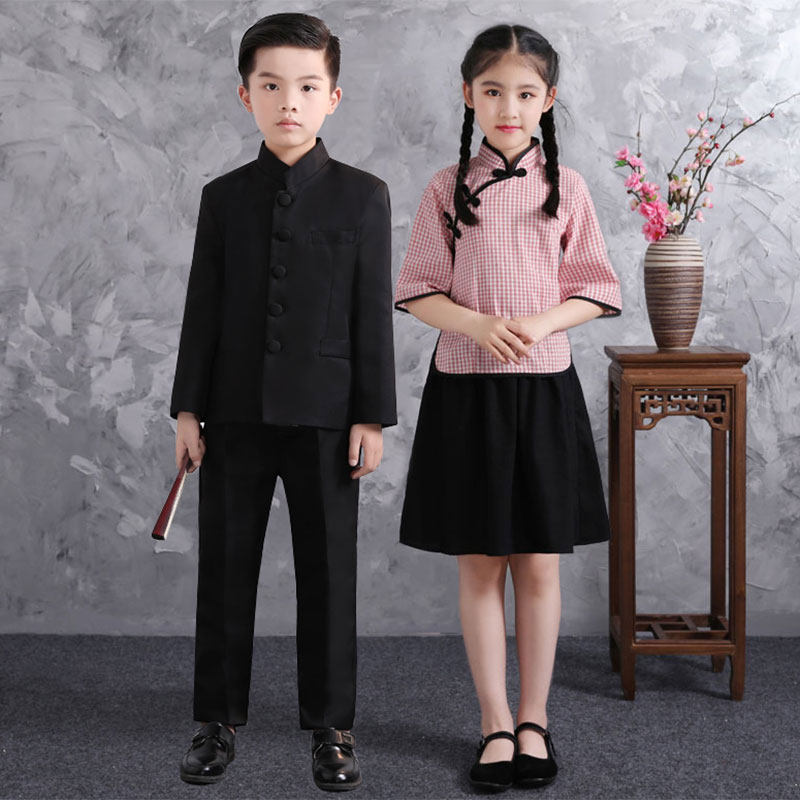 61 children acting out of the Zhongshan dress Male Republic of China Wind school Children's 54 Youth Costume Chorus Performance Suit