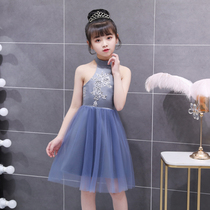 Childrens Gown Girl Superocean Girl Princess Dress Birthday Party Girl Beach Hanging Neck Mesh Yarn Short Skirt Summer