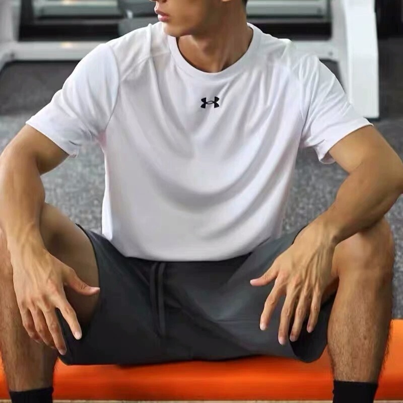 Under Armour Ua Quick-Drying T-Shirt Men's New White Running Training Elastic Fitness Clothing Sports Short-Sleeved Shirt