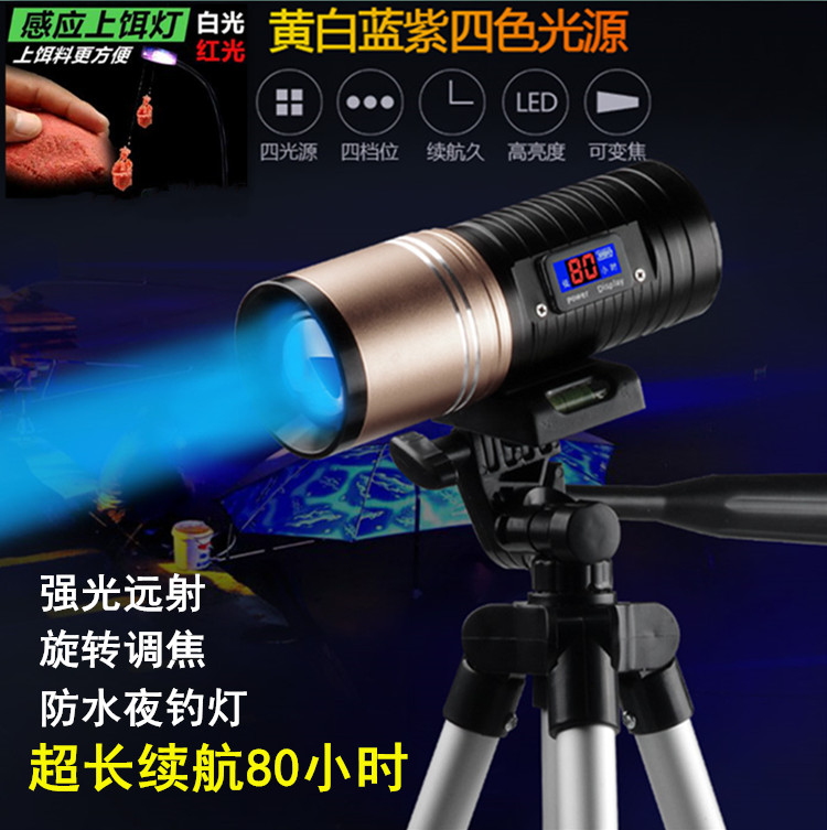 Night fishing light xenon fishing light blue light table fishing laser gun wild fishing floor lamp high-power four-light special flashlight