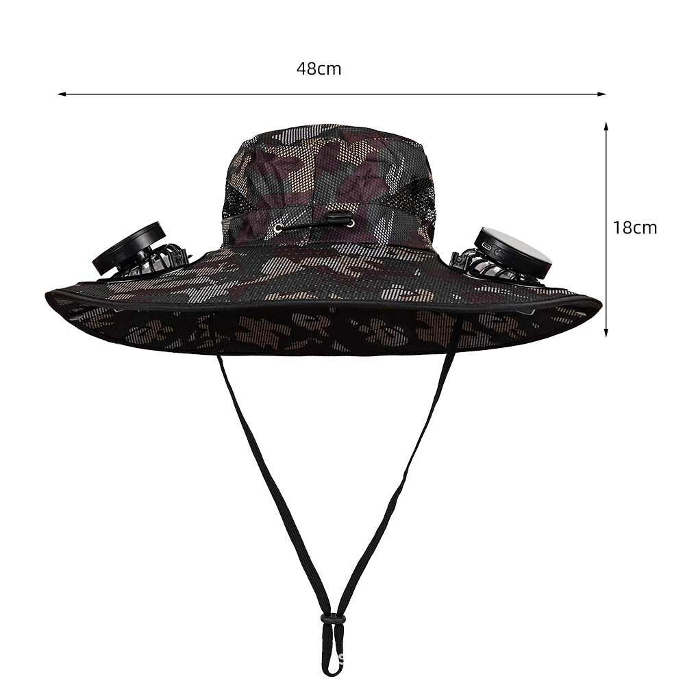 太阳能风扇帽子男大风力充电电风扇抗UV帽女大帽簷登山详情4