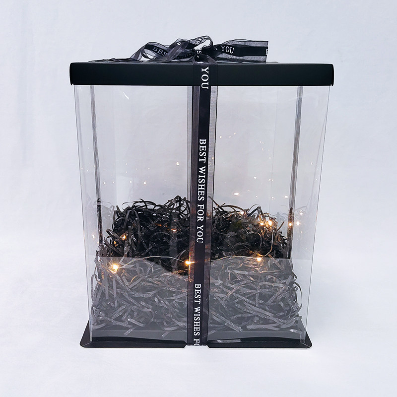 Basketball gift box packaging vibrato net red with the same paragraph 520 transparent large birthday gift portable transparent empty box