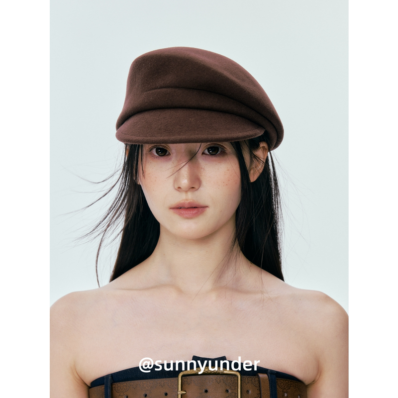 Brown Wool Newsboy Hat for Women, Suitable for Spring, Autumn, and Winter, Korean and Japanese Style, Versatile, Makes the Face Look Smaller, Felt Equestrian Hat Brown Wool Newsboy Hat for Women, Suitable for Spring, Autumn, and Winter, Korean and Japanese Style, Versatile, Makes the Face Look Smaller, Felt Equestrian Hat