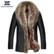 2017 Hained fur one leather men fur leather leather men raccoon lông cổ áo giải phóng mặt bằng dày áo khoác nam