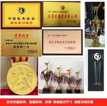 Wushu medal peripheral certificate souvenir demonstration group bronze medal wooden support bronze medal custom plaque Shaolin