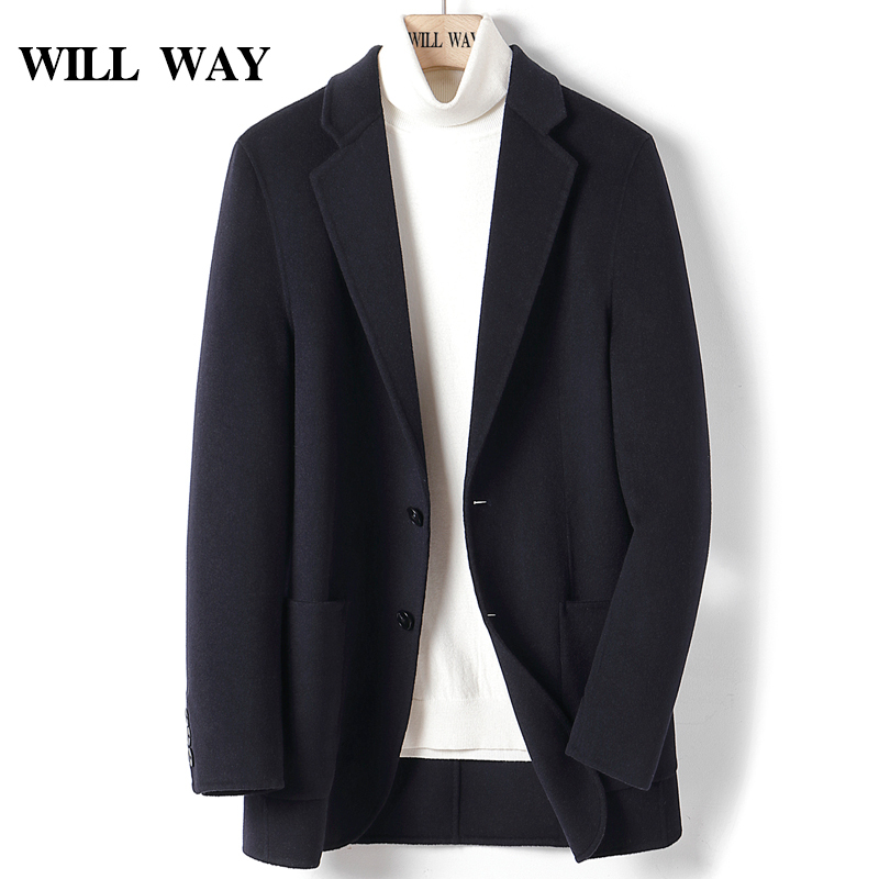 25 Autumn/Winter New Double-Sided Wool Cashmere Suit for Men, Korean Style High-End Short Woolen Blazer, Thickened
